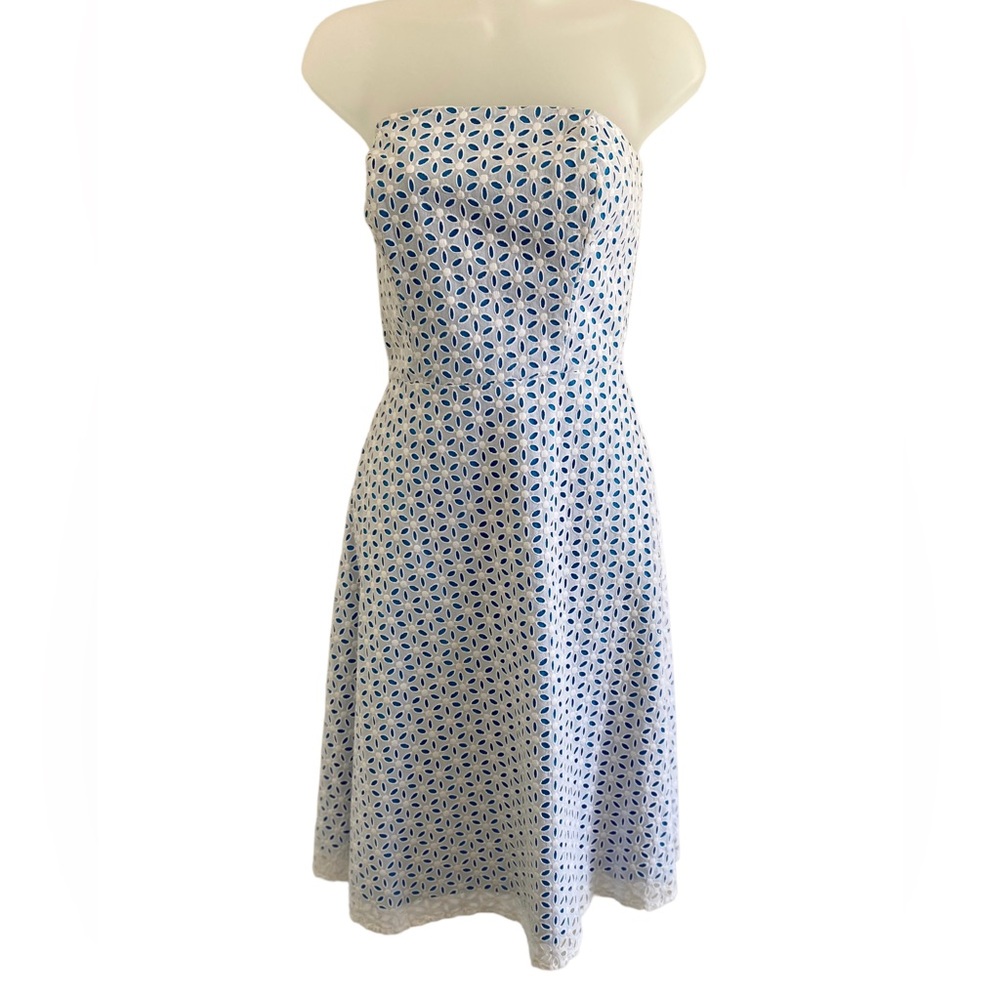 Vintage Lillie Rubin eyelet strapless fit and flare dress